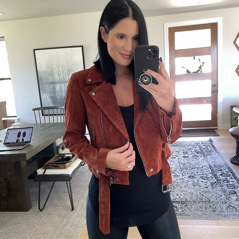 Blank NYC Sun Valley Leather Suede Moto Jacket